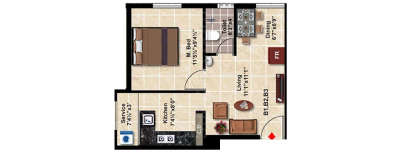 Stepsstone Anans, 1 BHK-534 Sq.ft