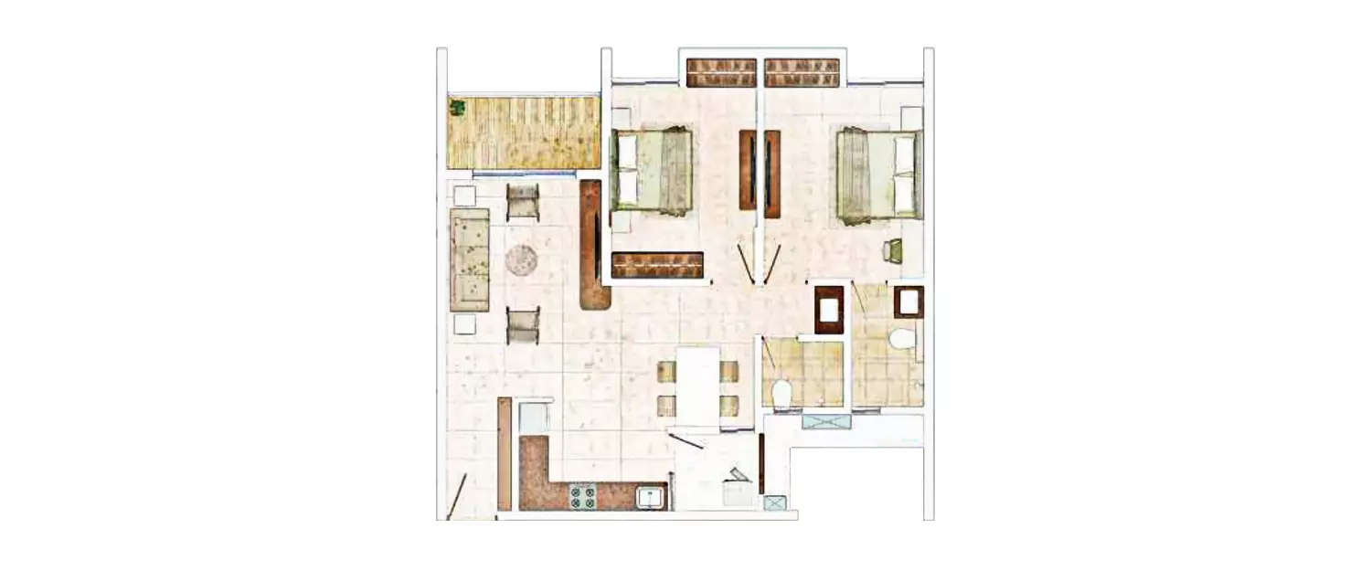 Floor plan for 2 BHK