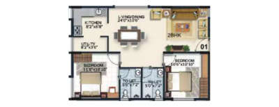 Alpine Fiesta, 2 BHK-1025 Sq.ft