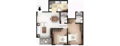 Hiranandani Calgary, 2 BHK-842 Sq.ft