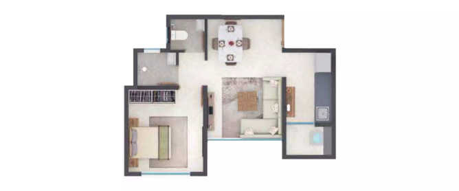 Juhi Sapphire Kamothe - Floor plan 1 BHK 290 Sq.ft