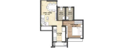 Paradigm Twinstar, 1 BHK-650 Sq.ft