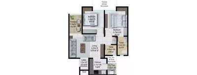 Sara Zapan, 2 BHK-365 Sq.ft