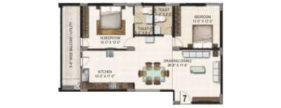 SMR Vinay Estella, 2 BHK-1310 Sq.ft