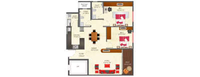 SNN Raj Etternia, 2 BHK-1230 Sq.ft