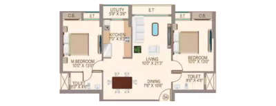 STG Star Living, 2 BHK-644 Sq.ft