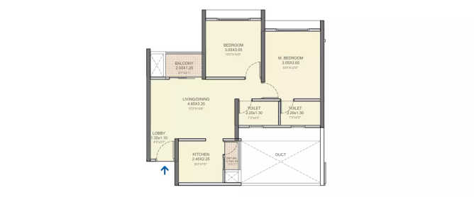 VTP Sierra Baner - Floor plan 2 BHK 571 Sq.ft