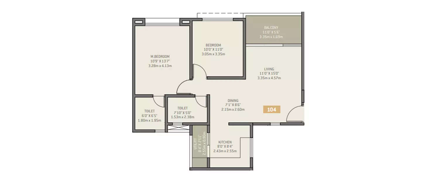 Floor plan for 2 BHK