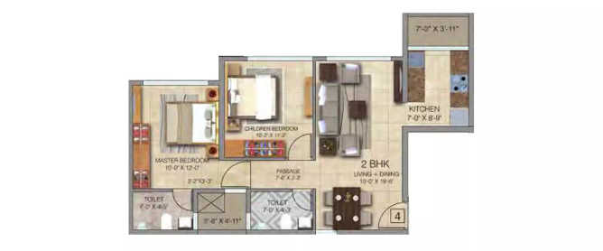 Ananda Residency Borivali - Floor plan 2 BHK 650 Sq.ft