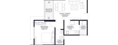 Gagan Cascades, 1 BHK-345 Sq.ft