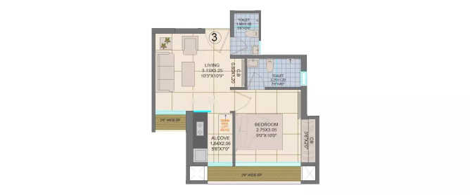 Majestique Gigahomes Kondhwa - Floor plan 1 BHK 494 Sq.ft