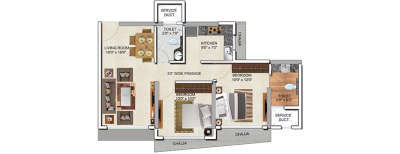 Tridhaatu Kshitij, 2 BHK-943 Sq.ft