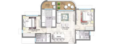 Lodha Corinthia, 2 BHK-780 Sq.ft