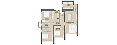 Sunteck City 5th Avenue, 3 BHK-968 Sq.ft