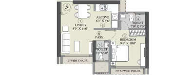 Vardhman Oasis, 1 BHK-340 Sq.ft