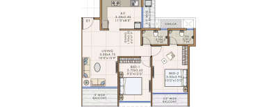 Pote Pallacio, 2 BHK-710 Sq.ft