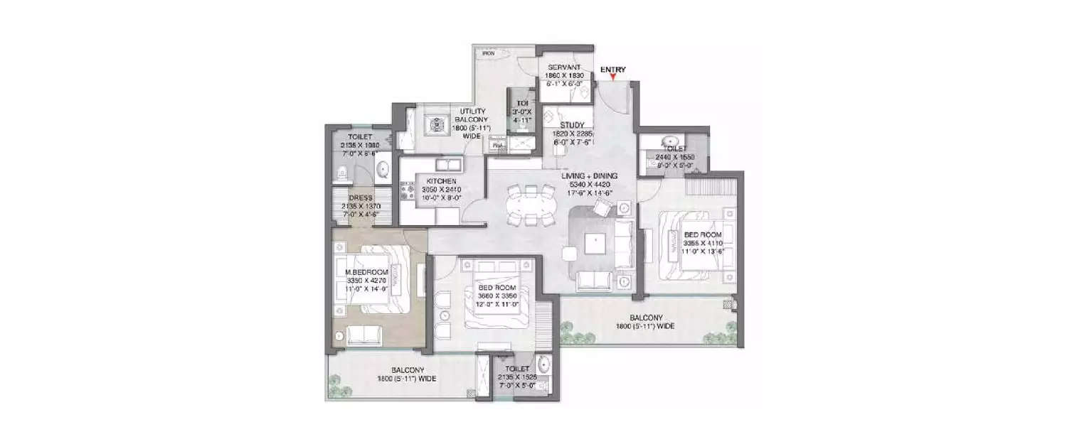Floor plan for 3.5 BHK