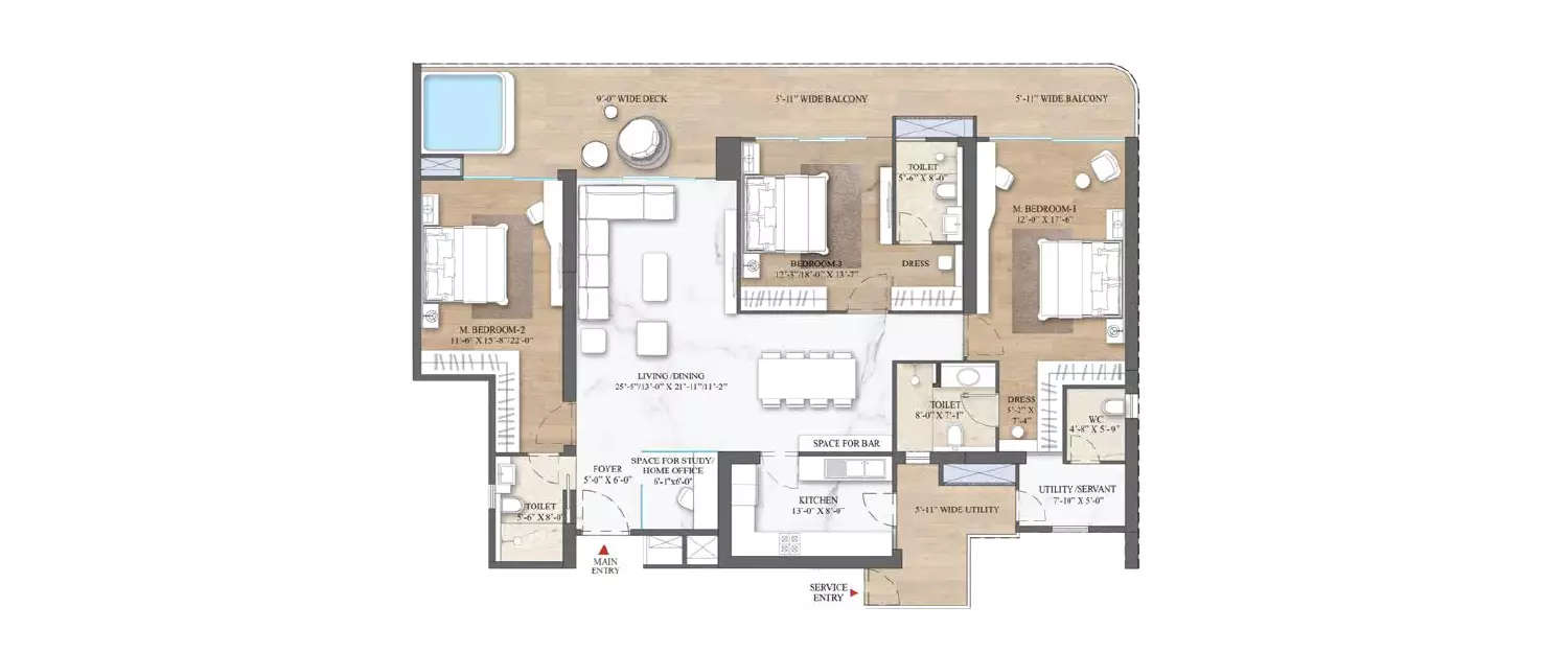 Floor plan for 3.5 BHK
