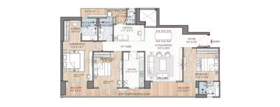 Puri Diplomatic Residences, 3 BHK-2282 Sq.ft