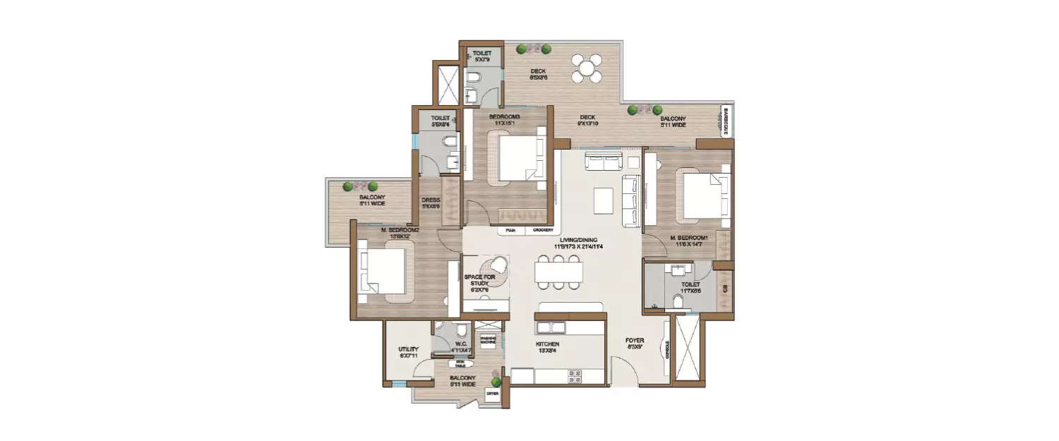 Floor plan for 3.5 BHK