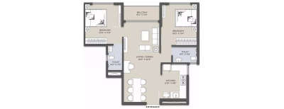 Siddha Sky, 2 BHK-649 Sq.ft