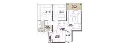 Mantra Riverside, 2 BHK-812 Sq.ft