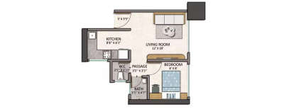 Ashar Pulse, 1 BHK-308 Sq.ft