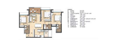 Lodha Hosa Road, 3 BHK-1076 Sq.ft