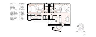 Lodha Trump Tower, 3 BHK-1374 Sq.ft