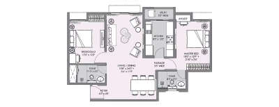 Lodha Sterling, 2 BHK-820 Sq.ft