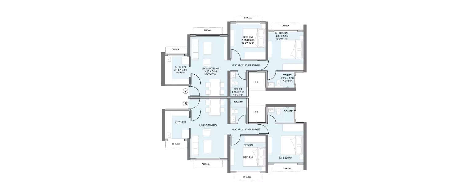 Floor plan for 2 BHK