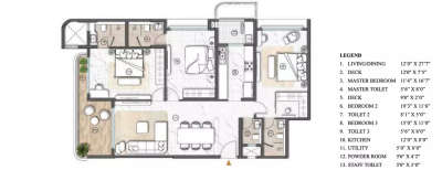 Lodha Acenza, 3 BHK-1395 Sq.ft