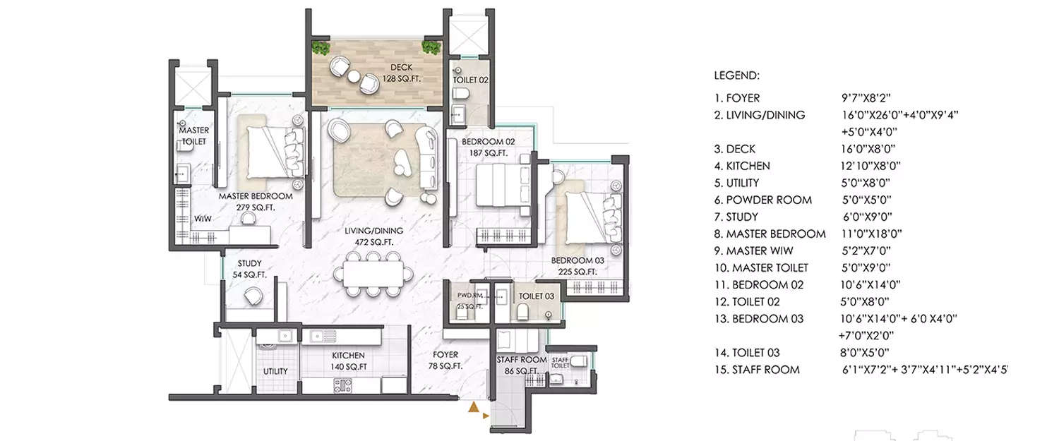 Floor plan for 3.5 BHK