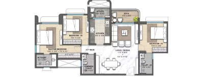 Lodha Opulis, 3 BHK-1103 Sq.ft