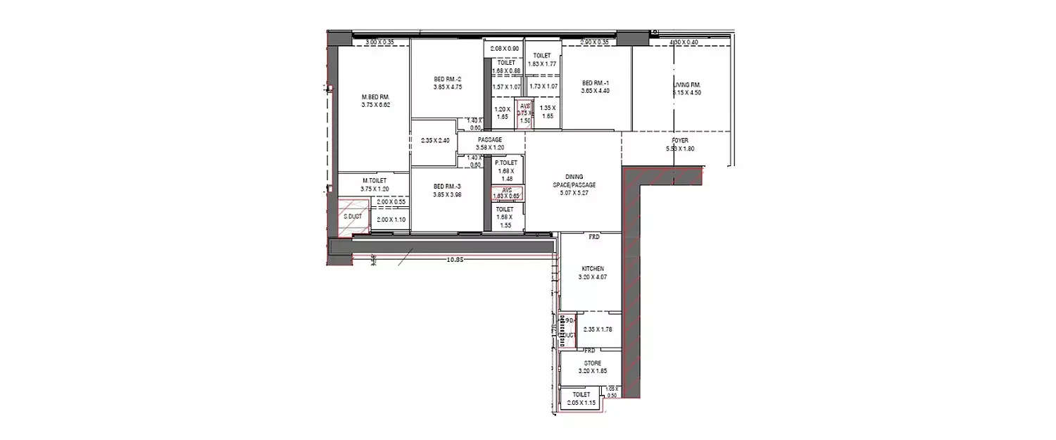 Floor plan for 4 BHK
