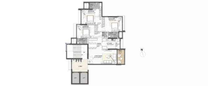 Arkade Aura Santacruz - Floor plan 3 BHK 1200 Sq.ft