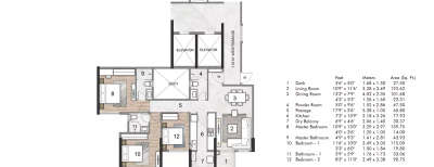 Rustomjee Seasons, 3 BHK-1004 Sq.ft