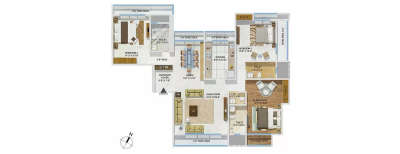 Sheth Avalon, 3 BHK-1468 Sq.ft