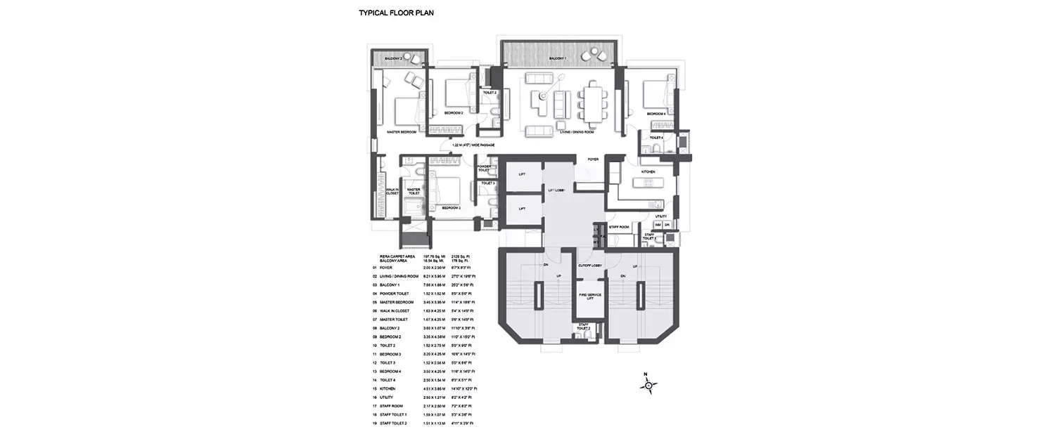 Floor plan for 4 BHK