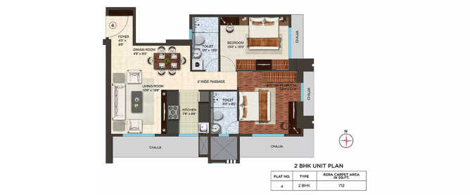 Spenta Legasea Matunga - Floor plan 2 BHK 712 Sq.ft