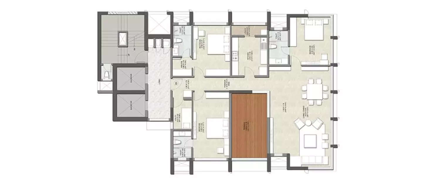 Floor plan for 3 BHK