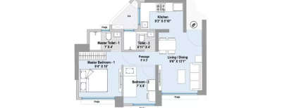 Raheja Lunaris, 2 BHK-452 Sq.ft