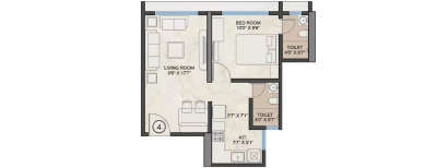 Platinum Crest, 1 BHK-415 Sq.ft