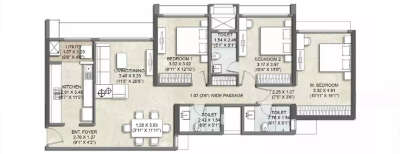 Kalpataru Elitus, 3 BHK-1013 Sq.ft