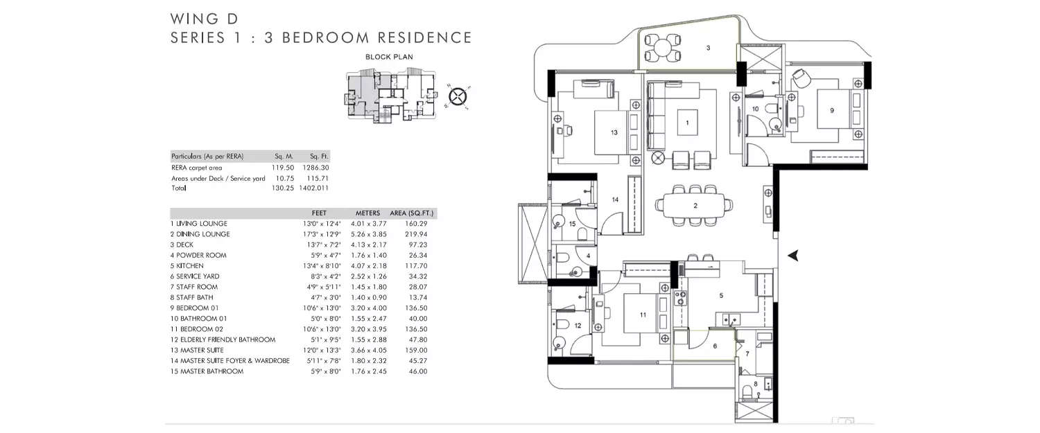Floor plan for 3 BHK