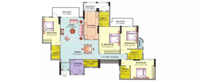 DLF The Icon Sector 43 Gurgaon - Floor plan 4 BHK 2575 Sq.ft