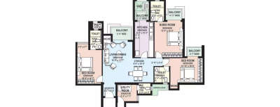 DLF The Belaire, 3 BHK-1975 Sq.ft