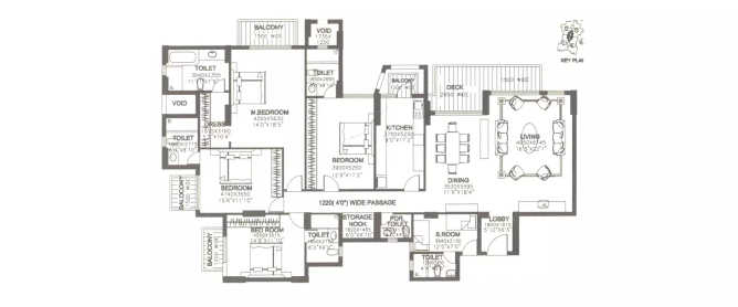 DLF The Summit Sector 54 - Floor plan 4 BHK 3300 Sq.ft