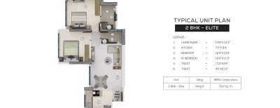 Purva Clermont, 2 BHK-533 Sq.ft
