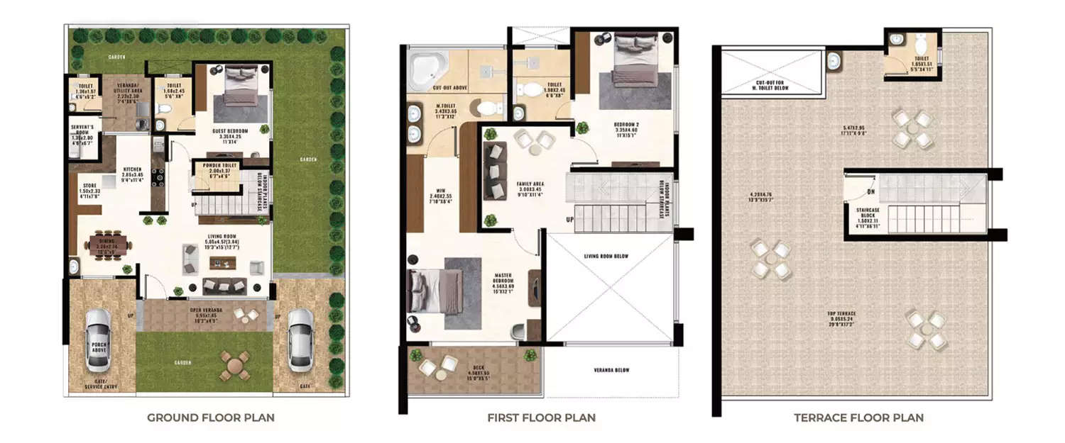 Floor plan for 3 BHK